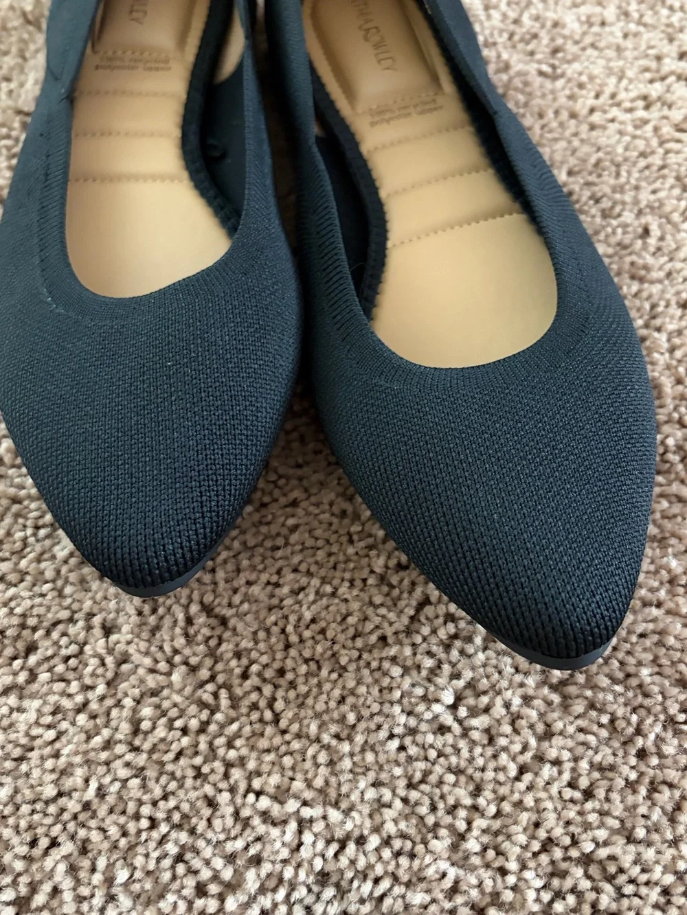 Cynthia Rowley Black Pointed-Toe Knit Ballet Flats